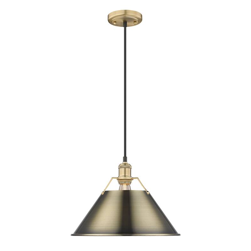 Orwell 14" Wide Large Pendant in Brushed Champagne Bronze with Aged Brass - Gold
