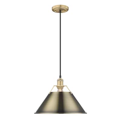 Orwell 14" Wide Large Pendant in Brushed Champagne Bronze with Aged Brass - Gold