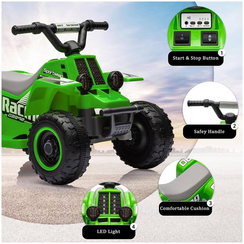 6V Kids Ride On Electric ATV with LED Headlights