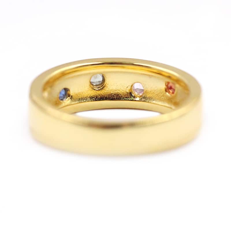18K Yellow Gold Over Sterling Silver Multi Sapphire Engagement Ring