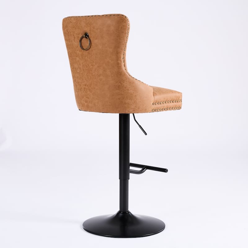 PU Leather Swivel Bar Stools Set of 2, Kitchen Island Chairs with Footstool, Upholstered Arm Chairs with Adjusatble Height