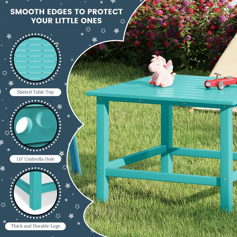 Polytrends Laguna Kids Outdoor 31" Square Poly Dining Table