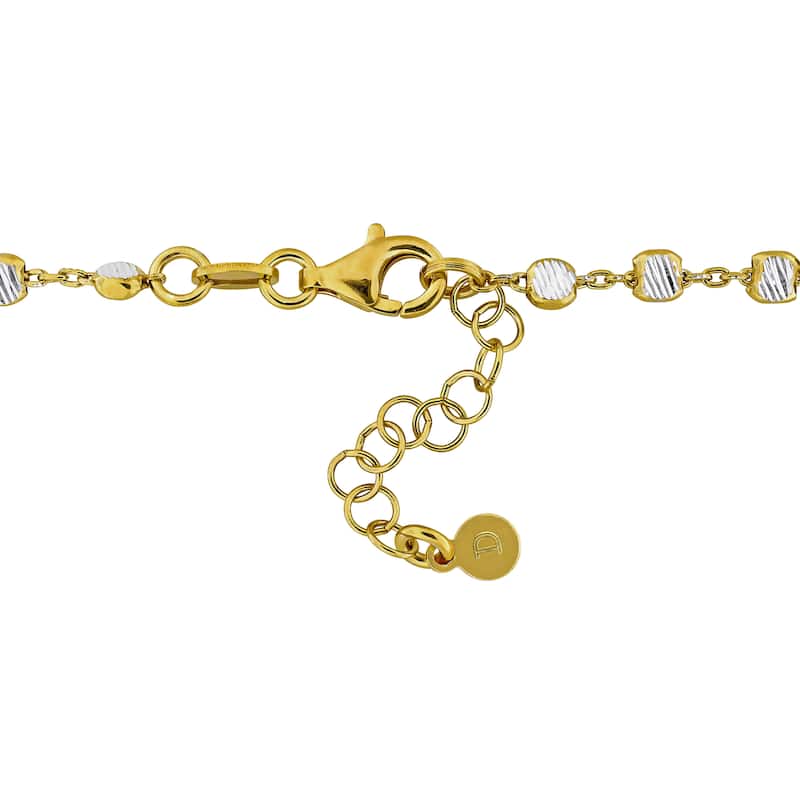 Miadora 3.3mm Discs Cubic 4 Leaf Clover Charm Bracelet Yellow Plated Sterling Silver