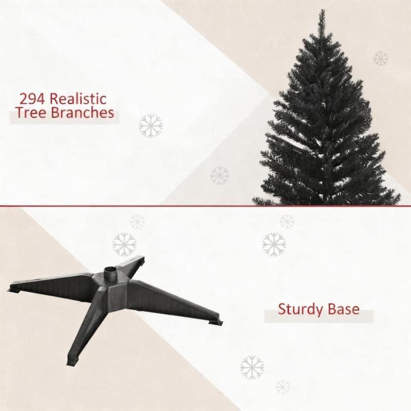 Slim Artificial Pencil Christmas Tree - Plastic Stand, Easy Setup - Black