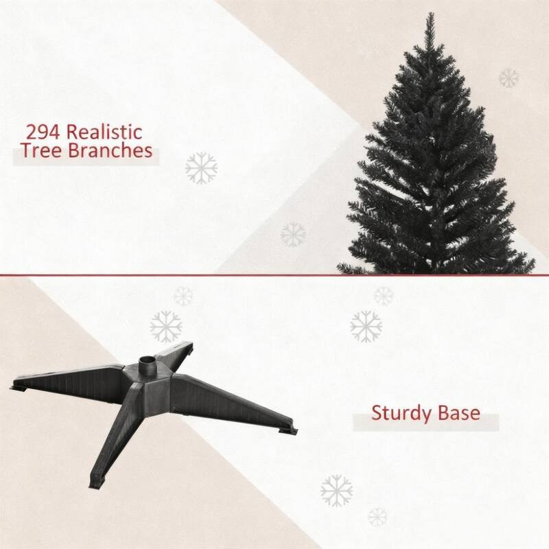 Slim Xmas Tree with Plastic Stand,5' Artificial Pencil Christmas Tree with Easy Setup - Black