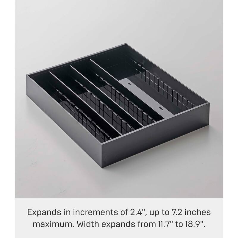 Yamazaki Home Cutlery Organizer - Three Styles, ABS Plastic, Expandable I, Adjustable - L 13.78 x W 11.69 x H 2.17 inches