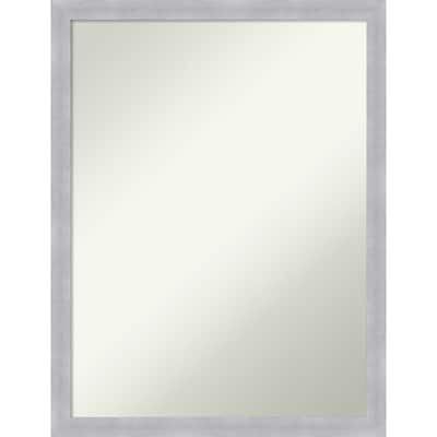 Non-Beveled Bathroom Wall Mirror - Grace Brushed Nickel Narrow Frame