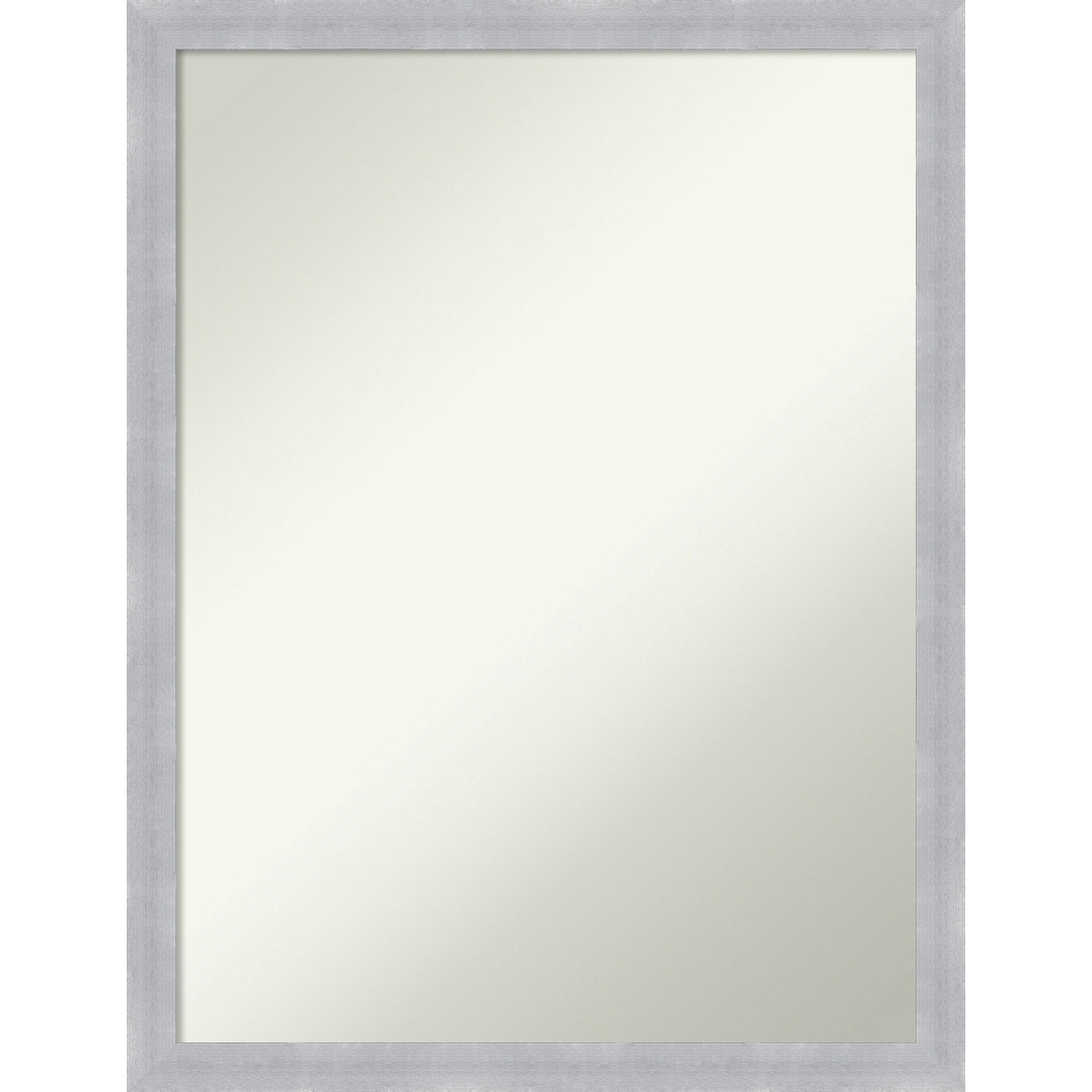 Non-Beveled Bathroom Wall Mirror - Grace Brushed Nickel Narrow Frame
