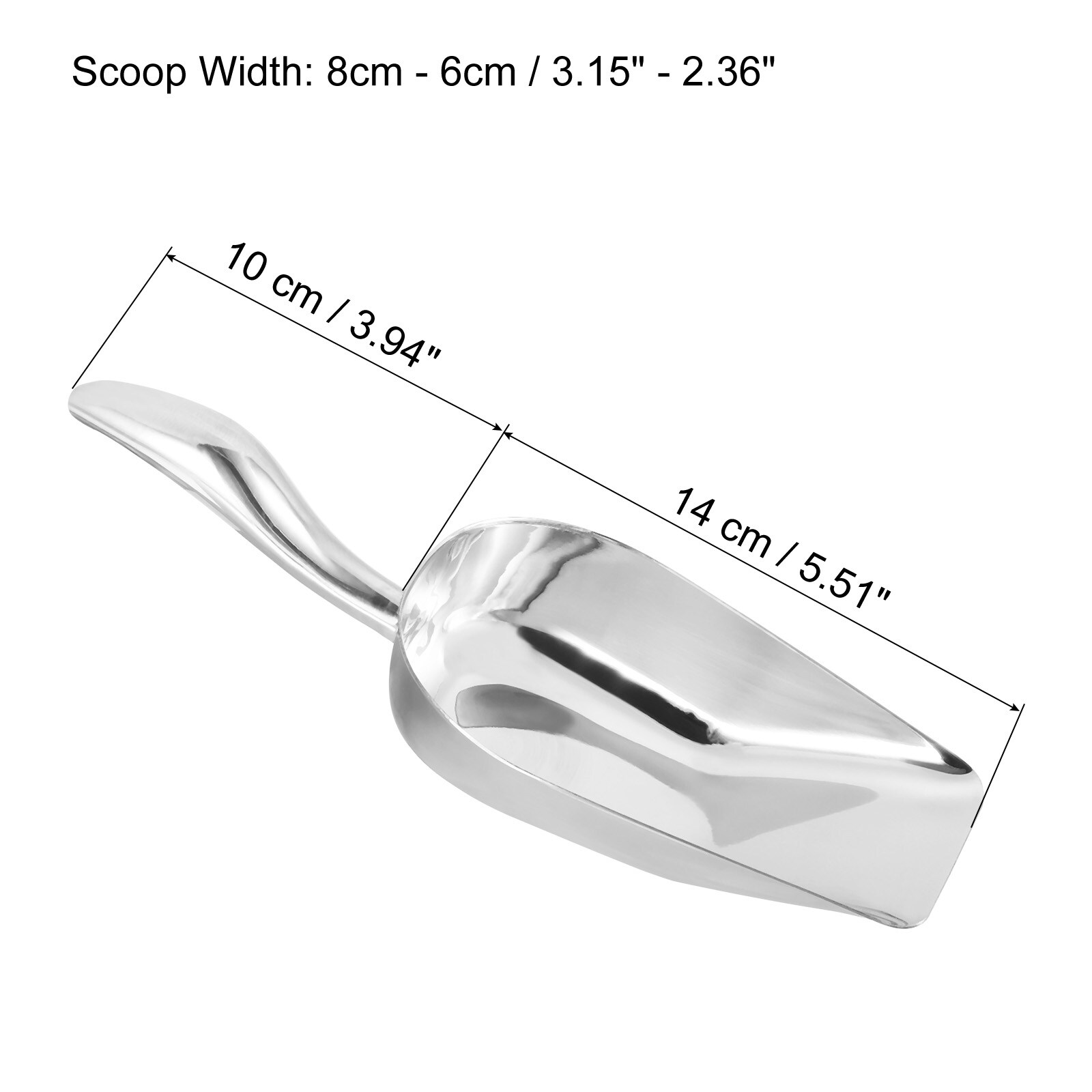 Ice Scoop Stainless Steel Scoops For Food Sugar Flour Buffet Dry Grains Bar  Tools Measuring Scoop Ice Bucket Scoop 8-inch(silver)(1pcs)