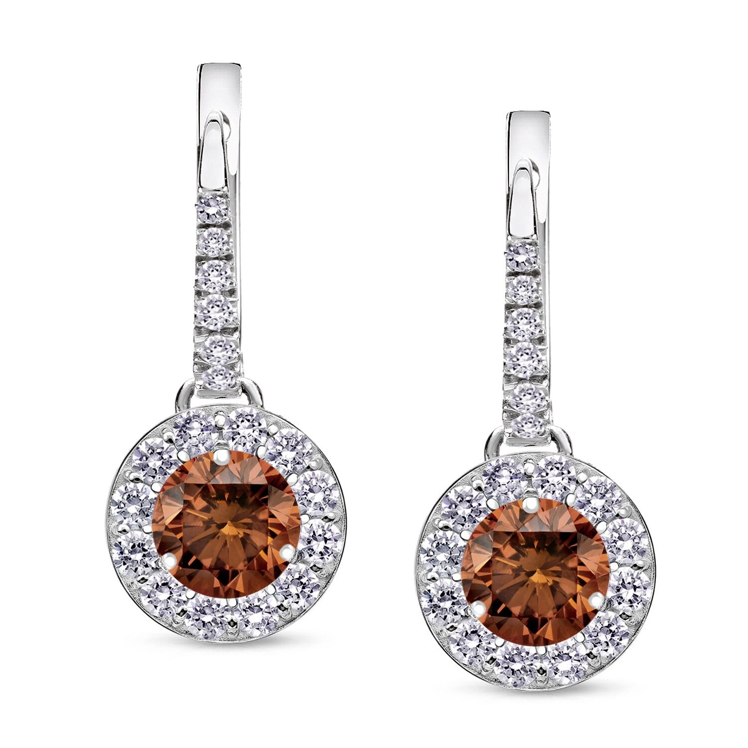 Auriya 14k Gold 1/2ct to 2ctw Brown Diamond Halo Dangle Earrings (SI1-SI2)