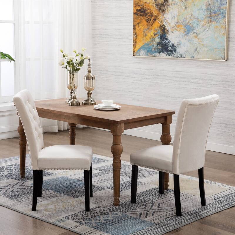 Modern Style Velvet Upholstered Dining Chairs (Set of 2)