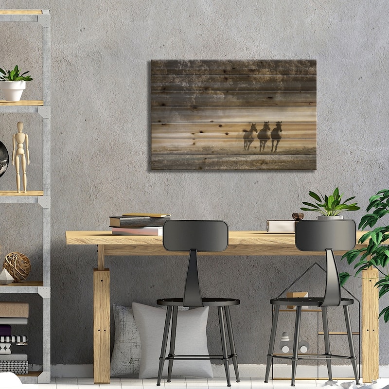 Horse Country Print On Wood by Aledanda - Multi-Color
