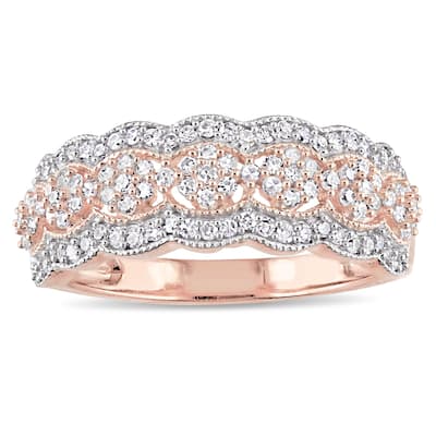 10k Rose Gold 1/2ct TDW Diamond Milgrain Anniversary Band by Miadora