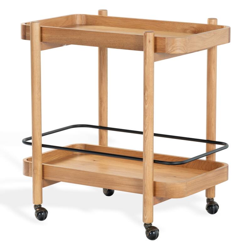 SAFAVIEH Couture Krystof 2-Shelf Wood Bar cart - 30"W x 20"D x 31"H