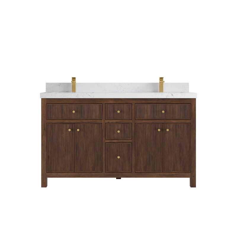 Willow Collections 60 in. W x 22 in. D Sonoma Teak Double Sink Bathroom Vanity with Countertop