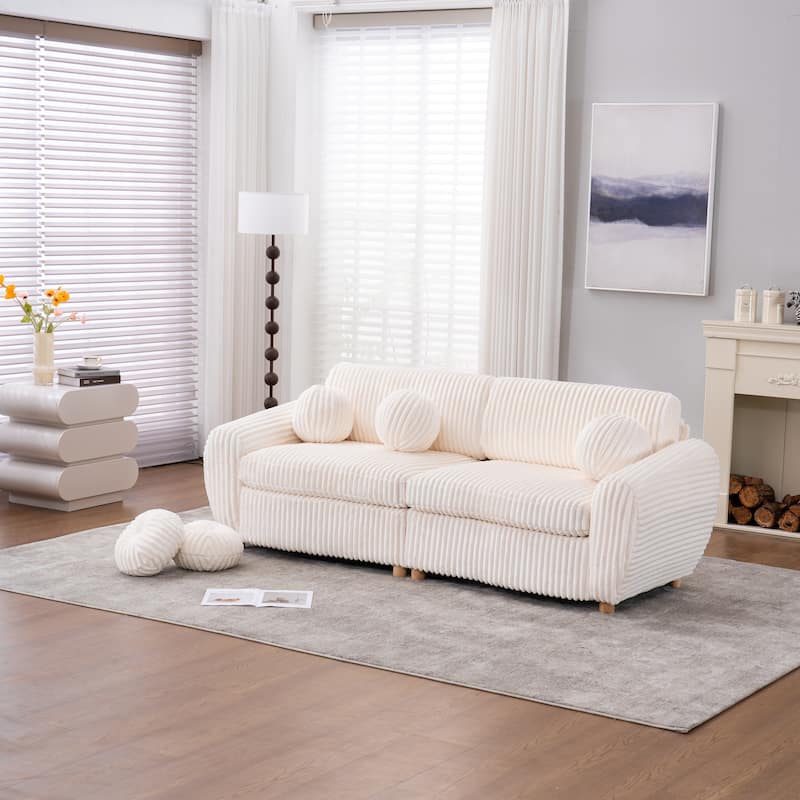 Upholstered Loveseat Sofa Chair with Golden Metal Legs