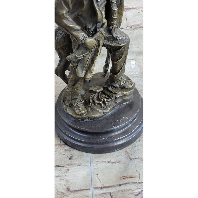 Native American Indian Shaman W/ Deer Bronze Statue Sculpture Figure 12 Inches X 6.5 Inches