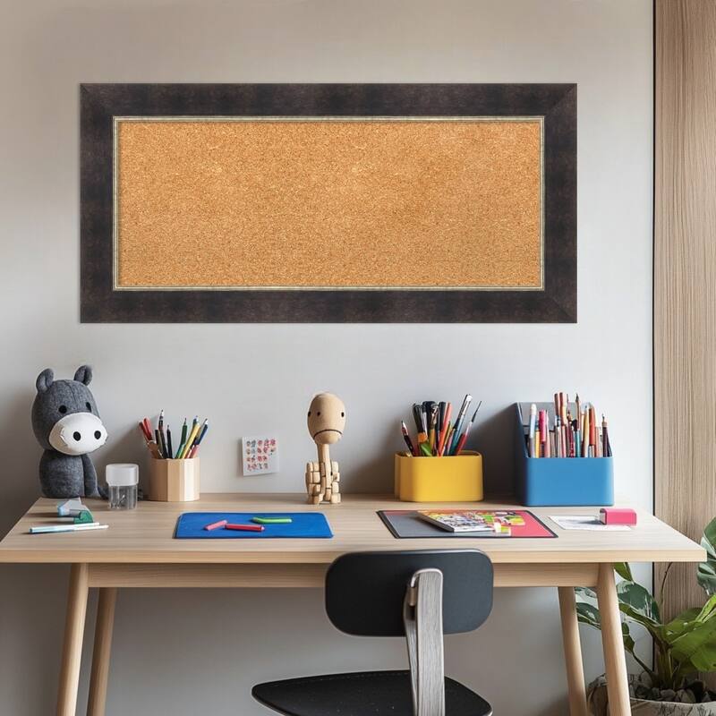 Odin Antique Bronze Wood Framed Cork Board - Bulletin Board, Organization Board, Pin Board