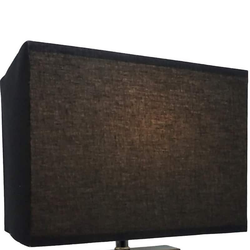 Rohi 22 Inch Table Lamp, Black Fabric Shade, Nickel Base, LED Accents