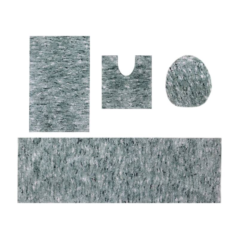 Home Weavers Cloud Comfort 100% Microfiber Bathroom Rug Non Slip Bath & Water Absorbent Soft Bath Mat 4 PC Set
