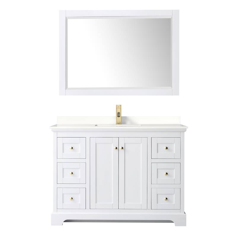 Avery 48-inch Single Vanity, Quartz Top, 46-inch Mirror