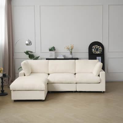 100" L Shape Cloud Modular Couches for Living Room, Modern Convertible Sectional Sofa Couch, Couch Cushion Covers Removable