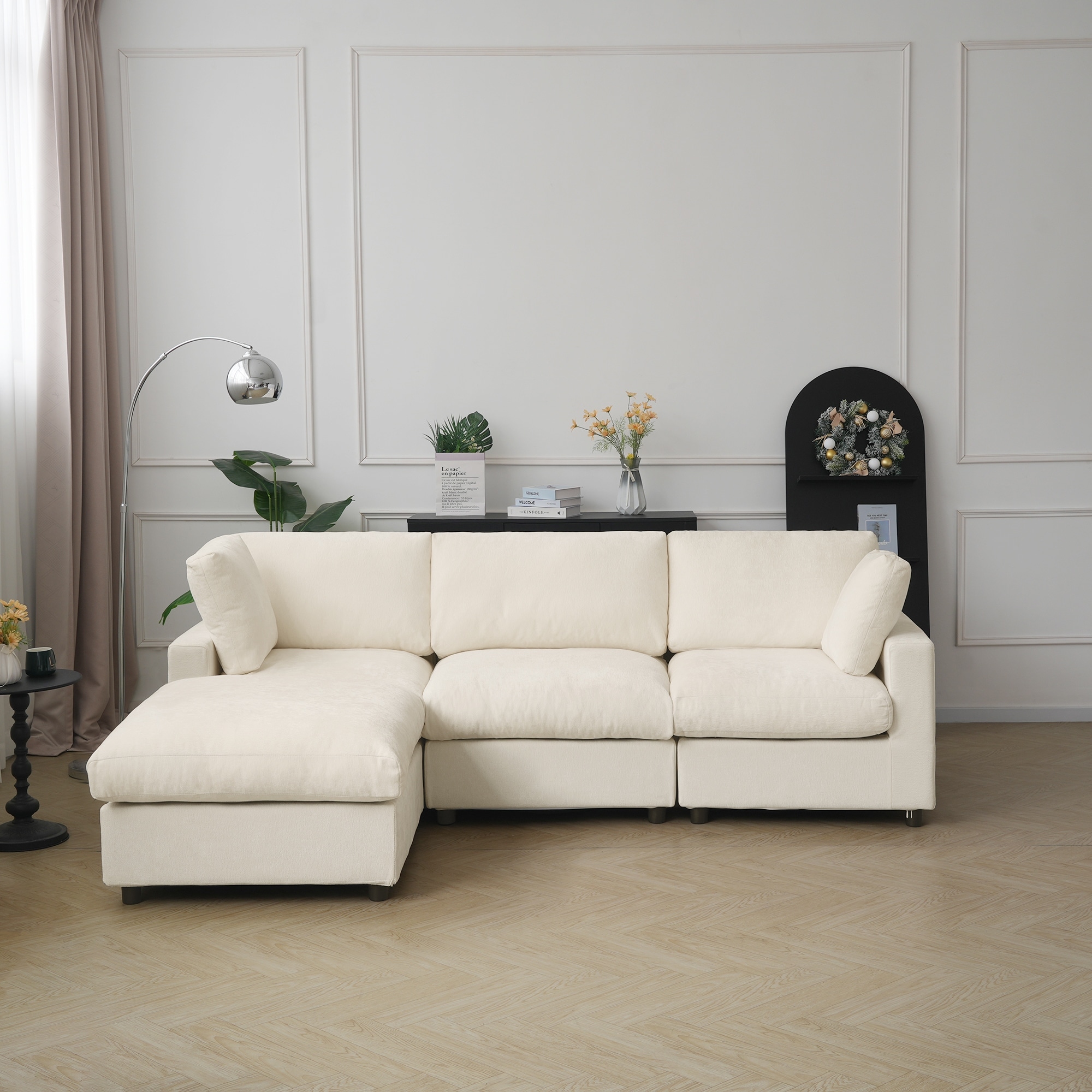 100" L Shape Cloud Modular Couches for Living Room, Modern Convertible Sectional Sofa Couch, Couch Cushion Covers Removable