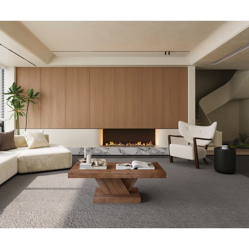 Modern 47" Cross Leg Coffee Table with Sturdy X-Shape Design and Solid Wood Veneer for Living Room