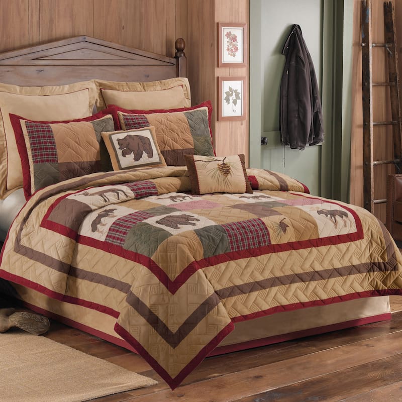 Tan Faux Suede and Red 14-inch Drop Bed Skirt