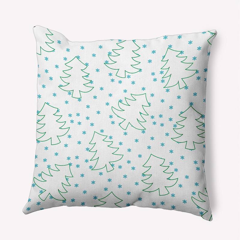 Christmas Tree Outlines Indoor/Outdoor Throw Pillow - 16" x 16" - Turquoise