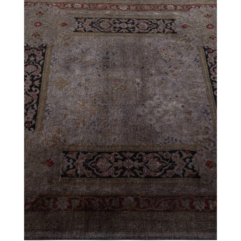 Overton Hand Knotted Wool Vintage Inspired Modern Contemporary Overdyed Gray Runner Rug - 3' 1" x 6' 10"