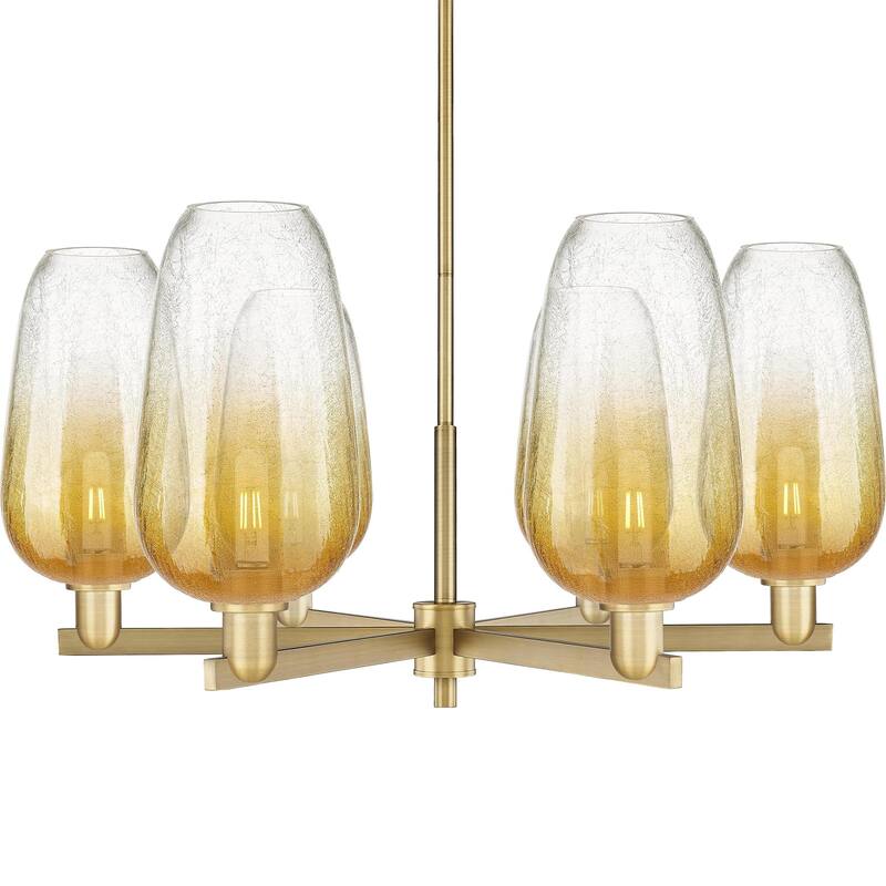 Innovations Lighting 716-6CR-17-24 Brookhaven Flute Chandelier - Brushed Brass / Amber