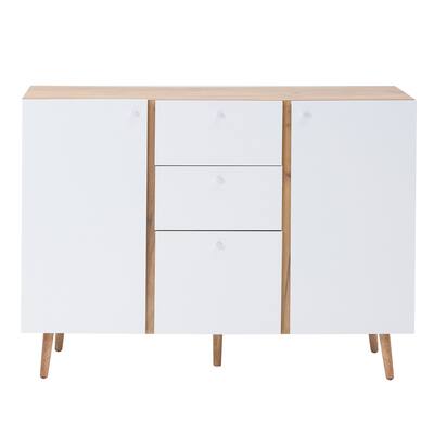 47 Inch 2-Door Accent Cabinet with 3 Drawers Fluted Sideboard Buffet Storage for Living Room Dining Room Bedroom