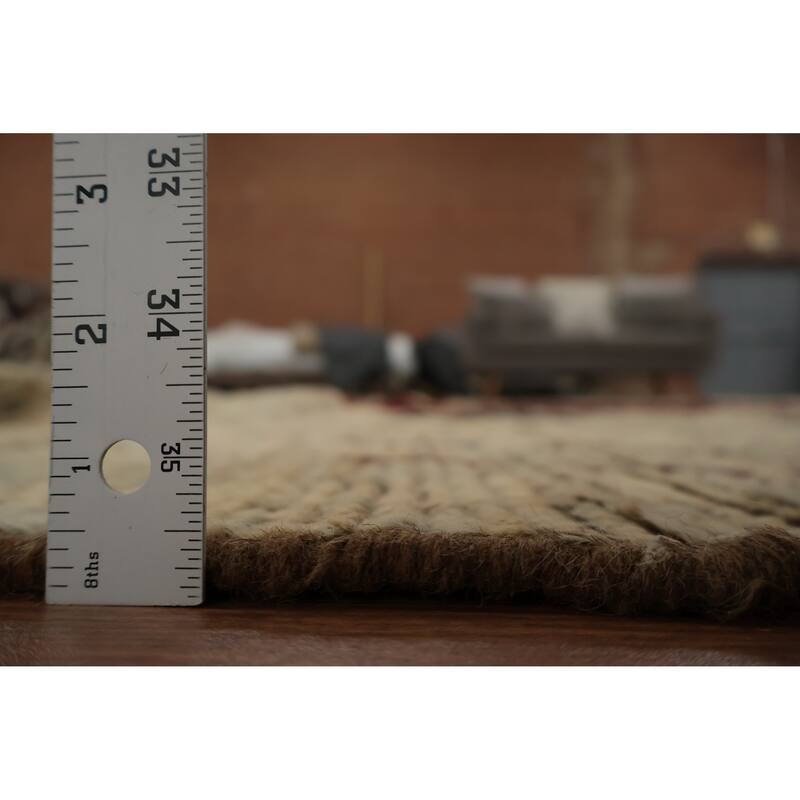 Hand Knotted Oriental 100% Wool Carpet Modern Tribal Beige & Ivories Moroccan Area Rug - 9' 10'' X 8' 0''