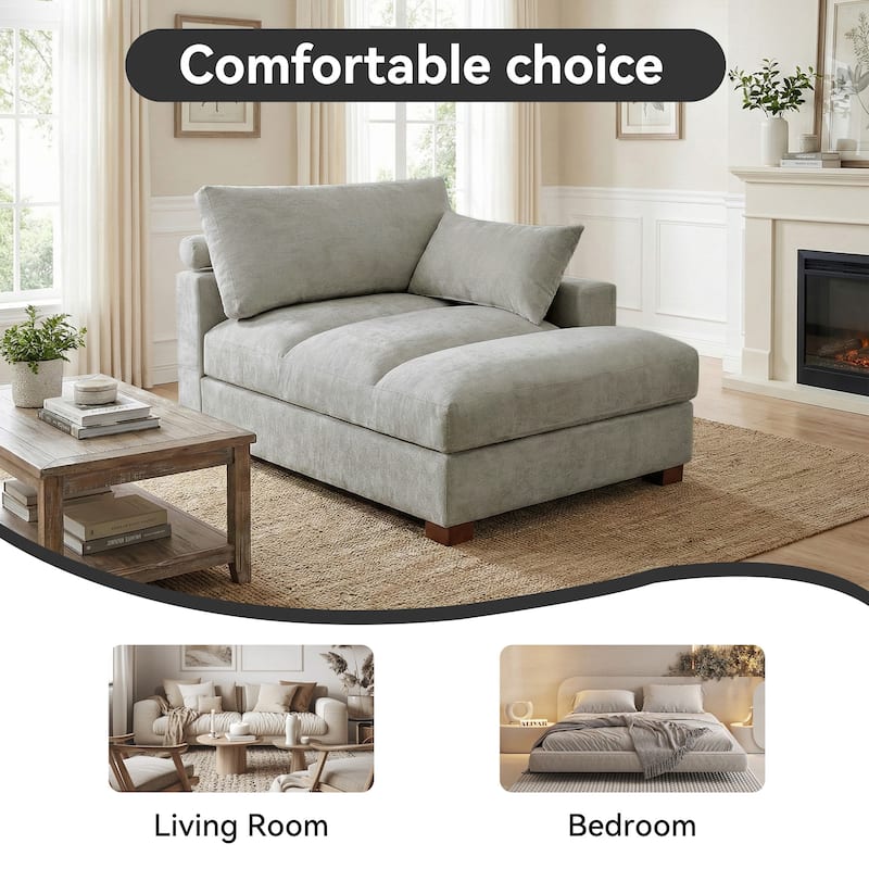 42"W Chenille Upholstered Chaise Lounge