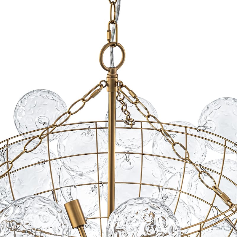 Luxury Brass Hammered Water Glass Globe Cluster Bubble Chandelier