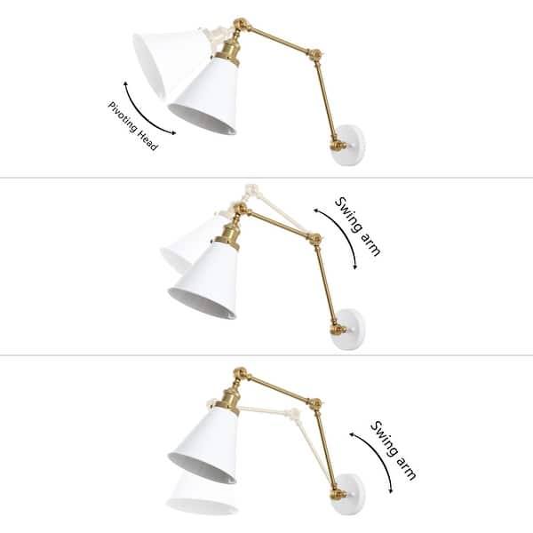 dimension image slide 6 of 14, Rover 7" Adjustable Arm Metal LED Wall Sconce by JONATHAN Y
