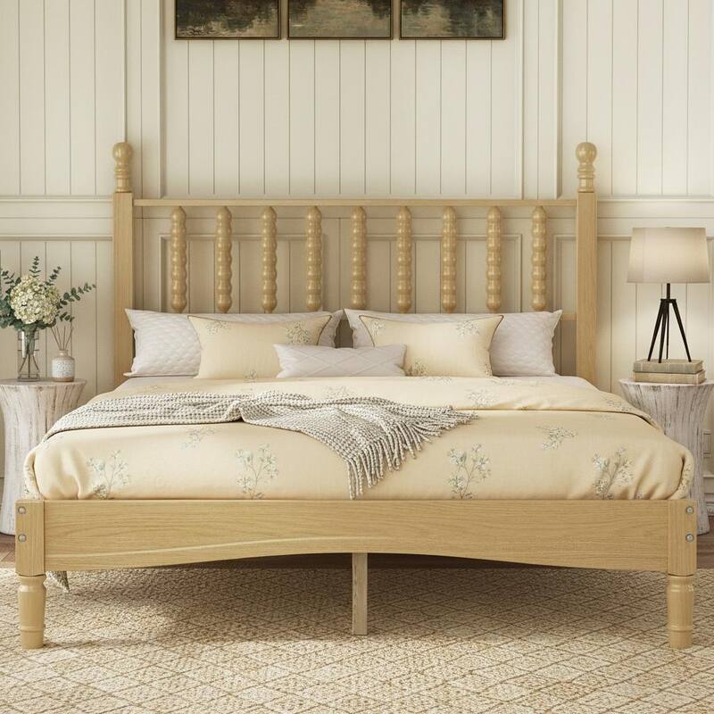 Retro Gourd Spindle Wood Platform Bed by Harper&Bright Designs