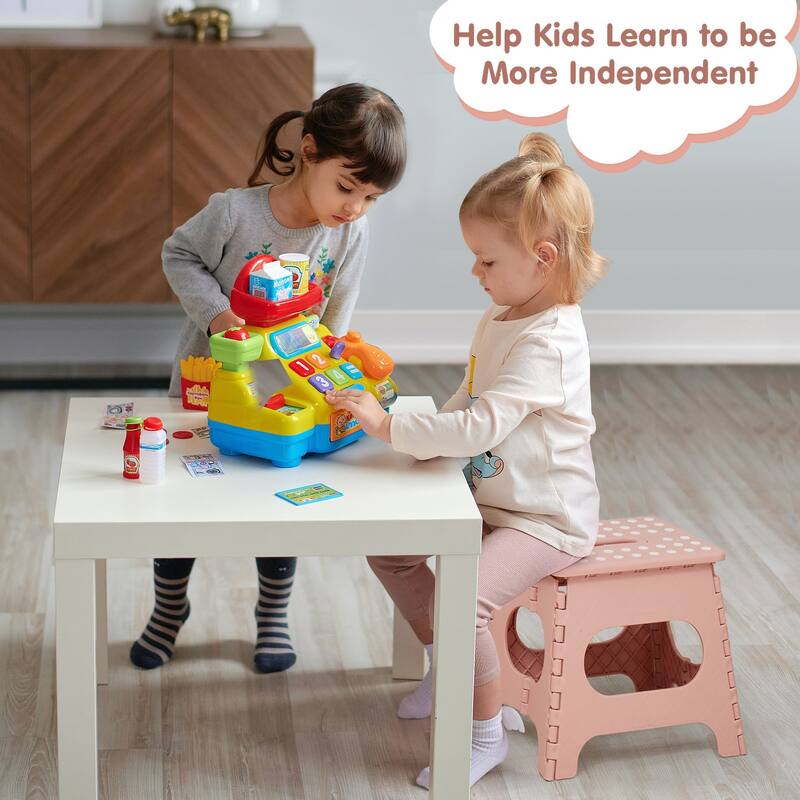 Javlergo 11/13 inch Folding Step Stool, Heavy Duty Plastic Foldable Step Stool for Kids and Adults