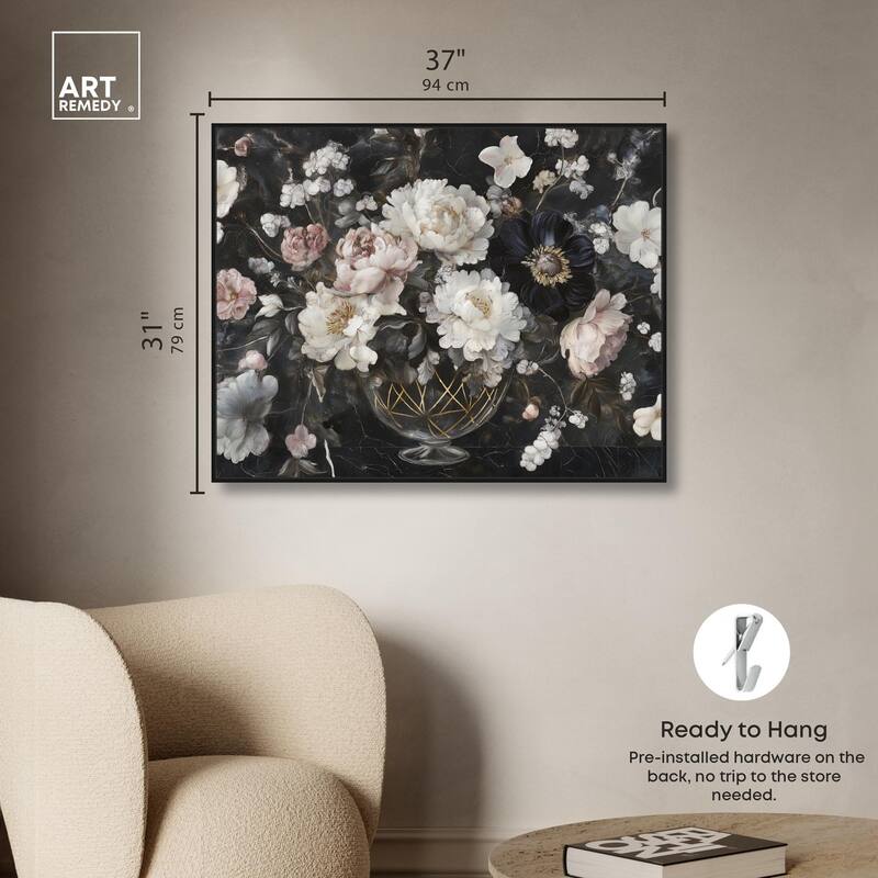 Peonies in Glass Vase Canvas by Art Remedy