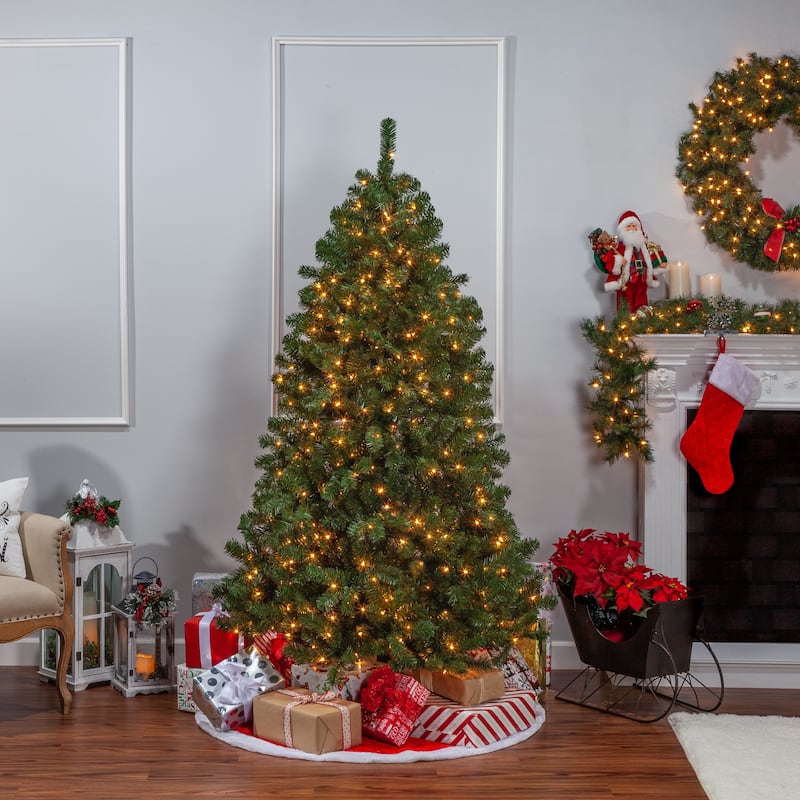 7 Foot Pre Lit Montana Pine with 500 Clear Incandescent Lights - N/A