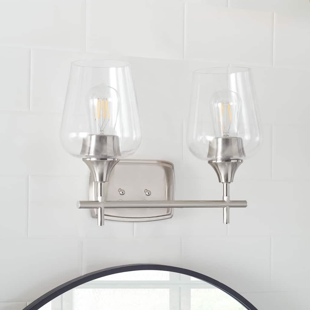 SAFAVIEH Lighting Ibtihaj Wall Sconce - Nickel/Clear - 15Wx8Dx11H