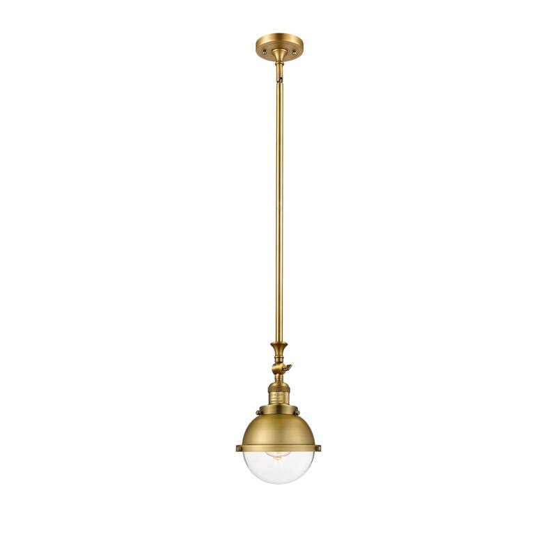 Innovations Lighting Hampden 1 Light 7" Mini Pendant - 12"H - Clear/Brushed Brass