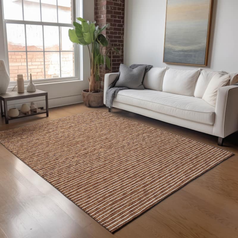 Premium Washable Super Soft Boho Stripe Mayfield Rug - Paprika - 9' x 12' - Rectangle