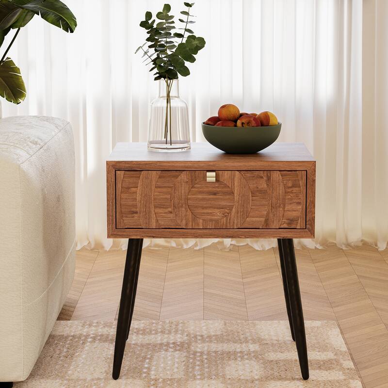 SUNBURY Morden Brown Nightstand with Drawer (Set of 2)