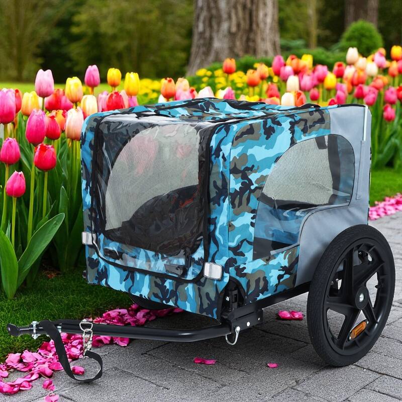 Heavy Duty Foldable Pet Bike Trailer - Dog & Cargo Carrier with 16-Inch All-Terrain Wheels and Universal Hitch