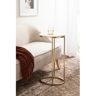 Kate and Laurel Natalli Marble Oval C-Table - 14x9x28