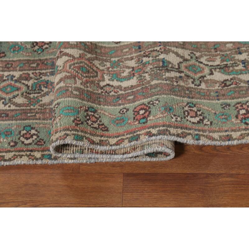 Pink Geometric Hamedan Persian Vintage Area Rug Handmade Wool Carpet - 8'5"x 11'4"