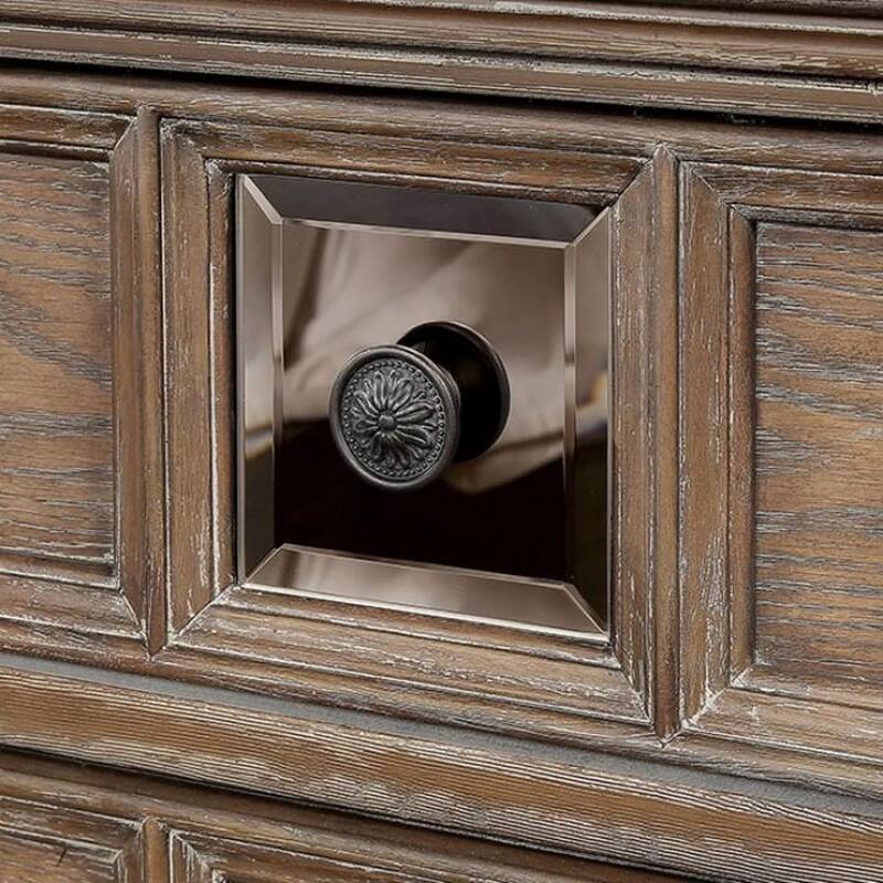 Transitional Rustic Natural 1pc Solid Wood Nightstand w/ 3 Drawers & Bronze Knobs for Bedroom - Rustic