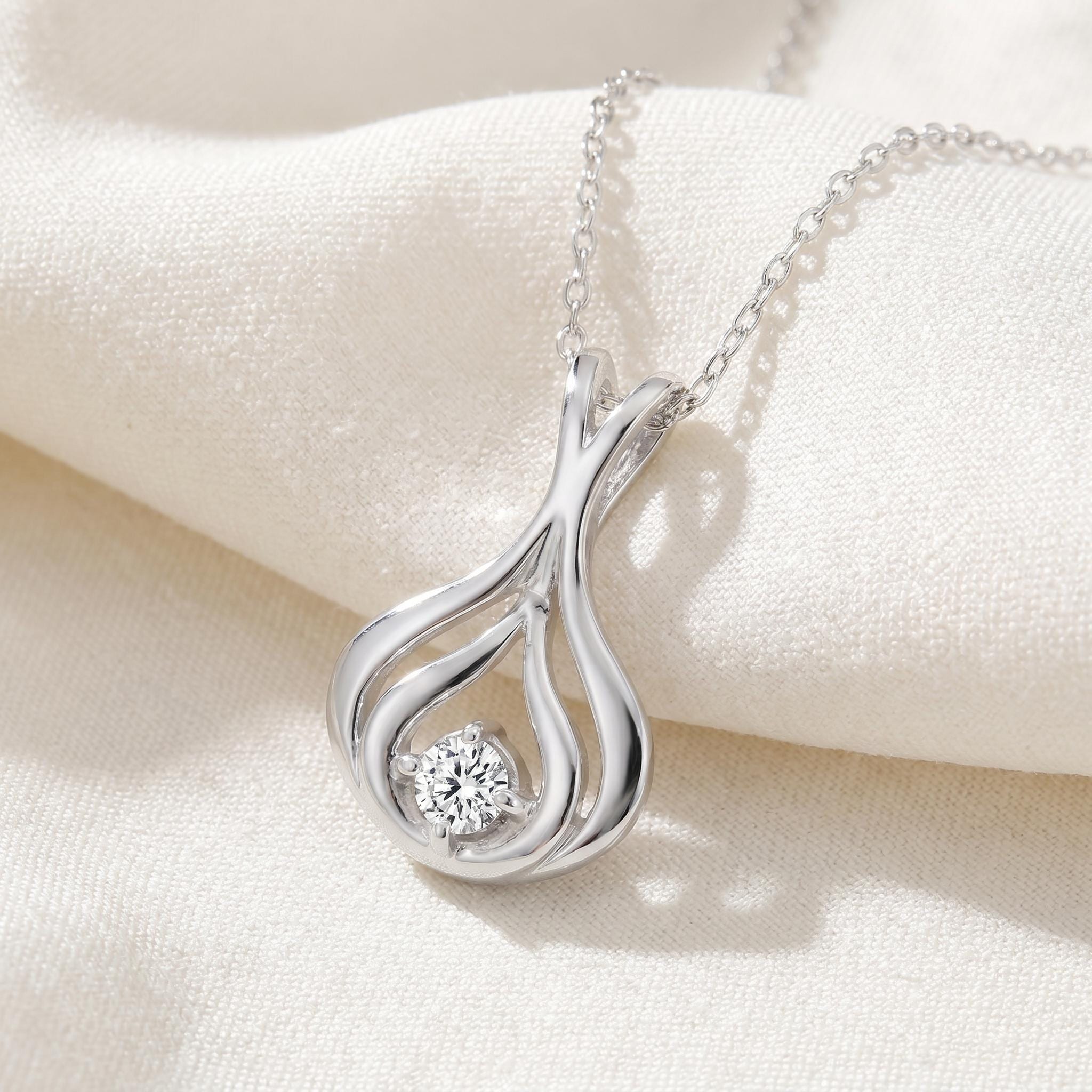 Bliss Diamond Solitaire 1/10 Ct Diamond Pendant Necklace White Gold